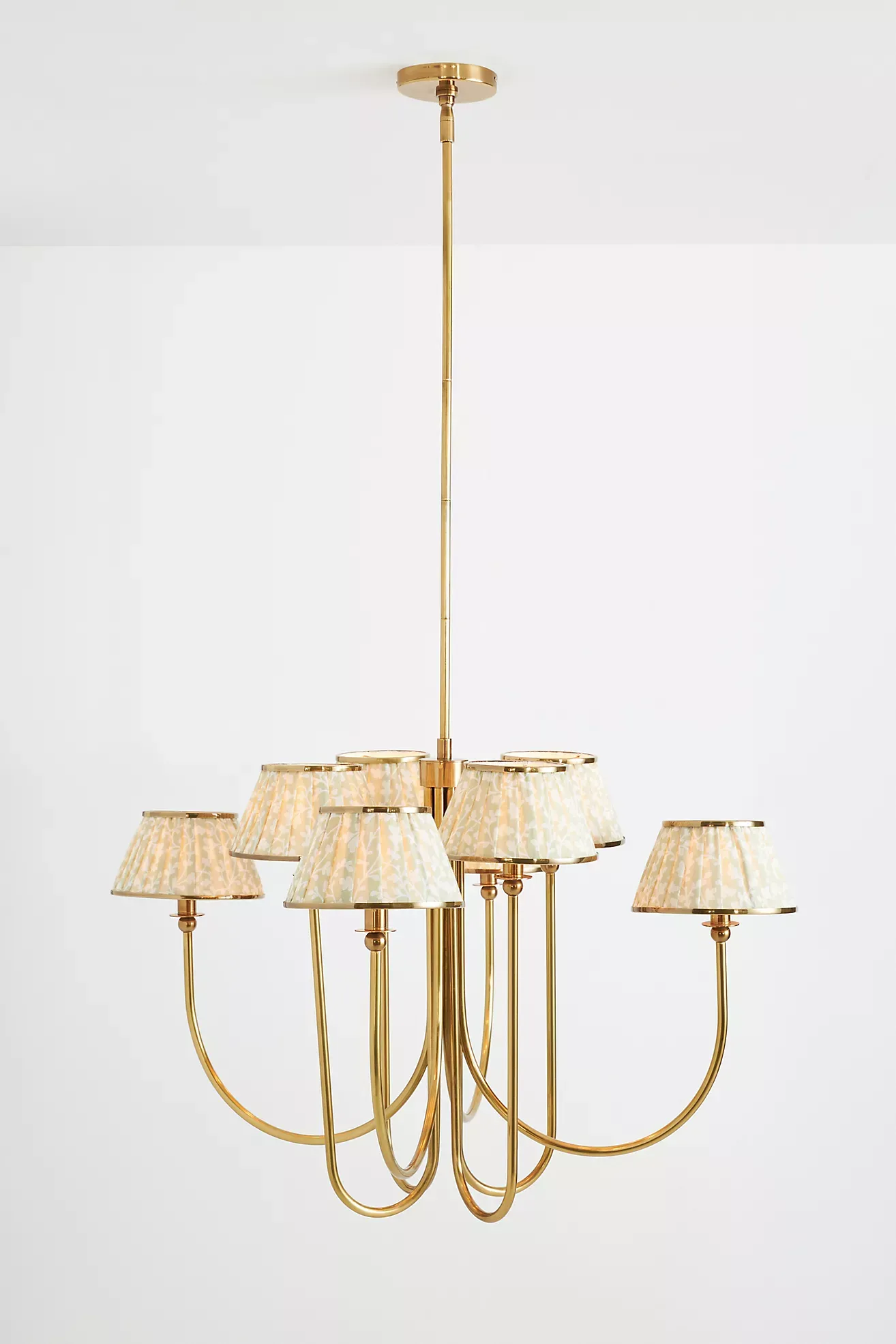 Lee Ruched Printed Shade Brass Chandelier