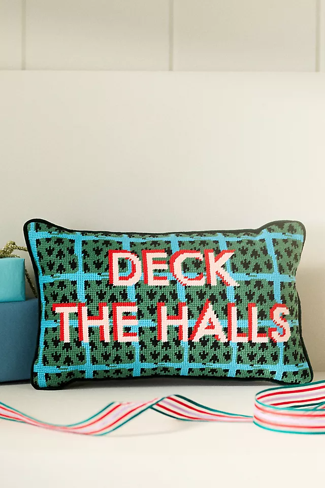 Furbish Studio Holiday Petite Needlepoint Pillow