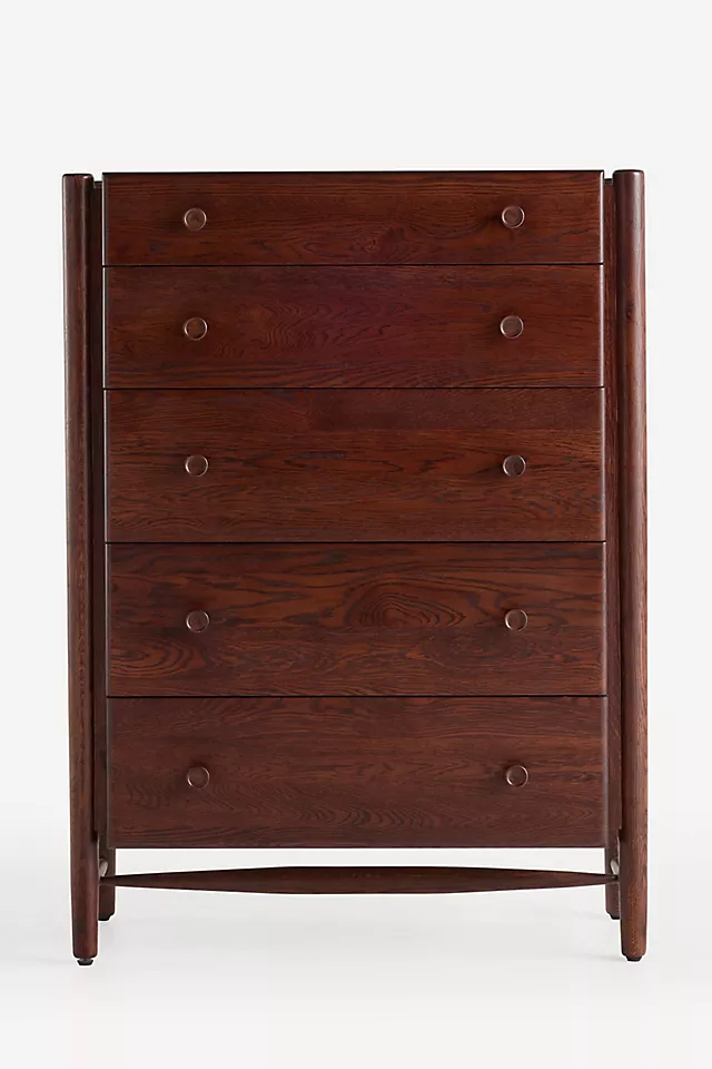 Roma Oak Wood Five-Drawer Dresser