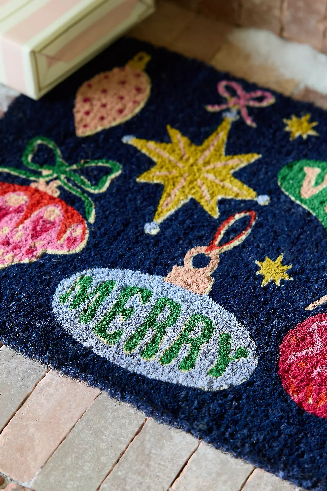 Very Merry Ornaments Printed Coir Doormat