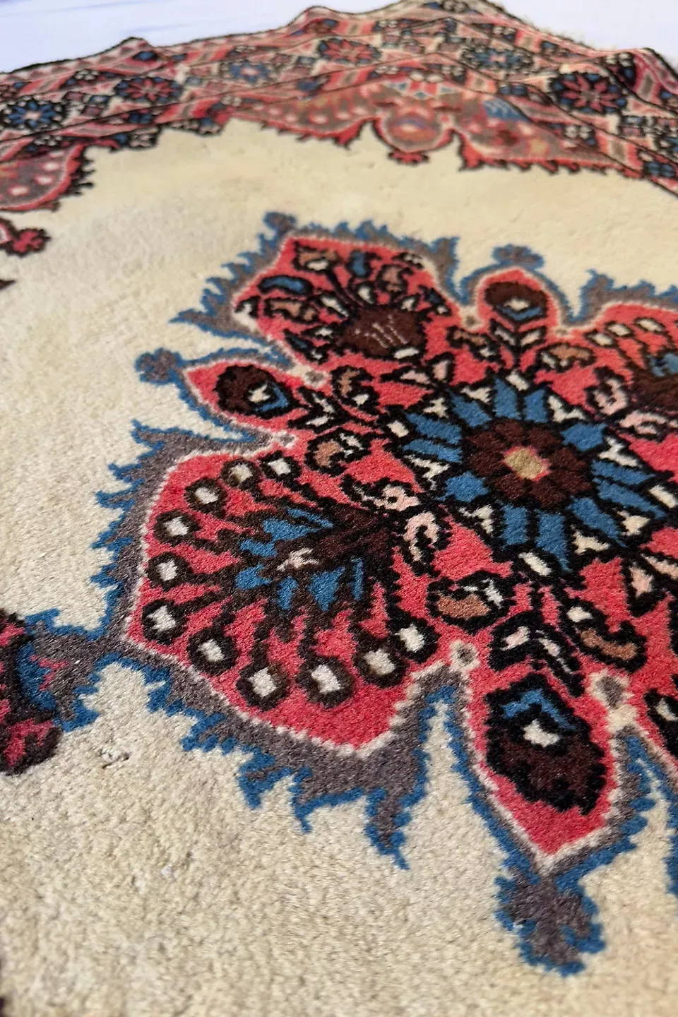 Blue Parakeet Rugs Vintage Floral Rug No. 1010-A