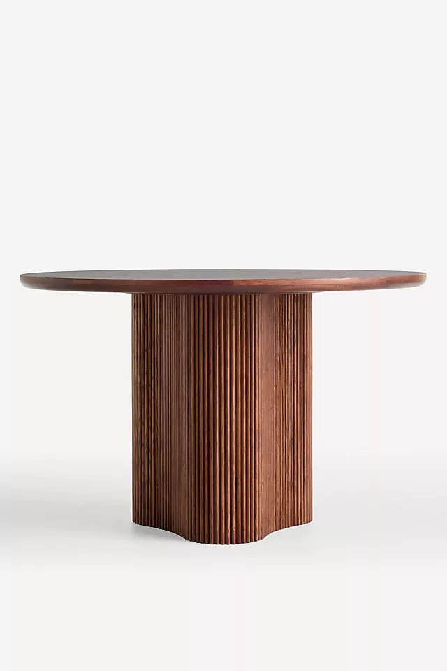 Scout Round Fluted Pedestal Burl Wood Dining Table