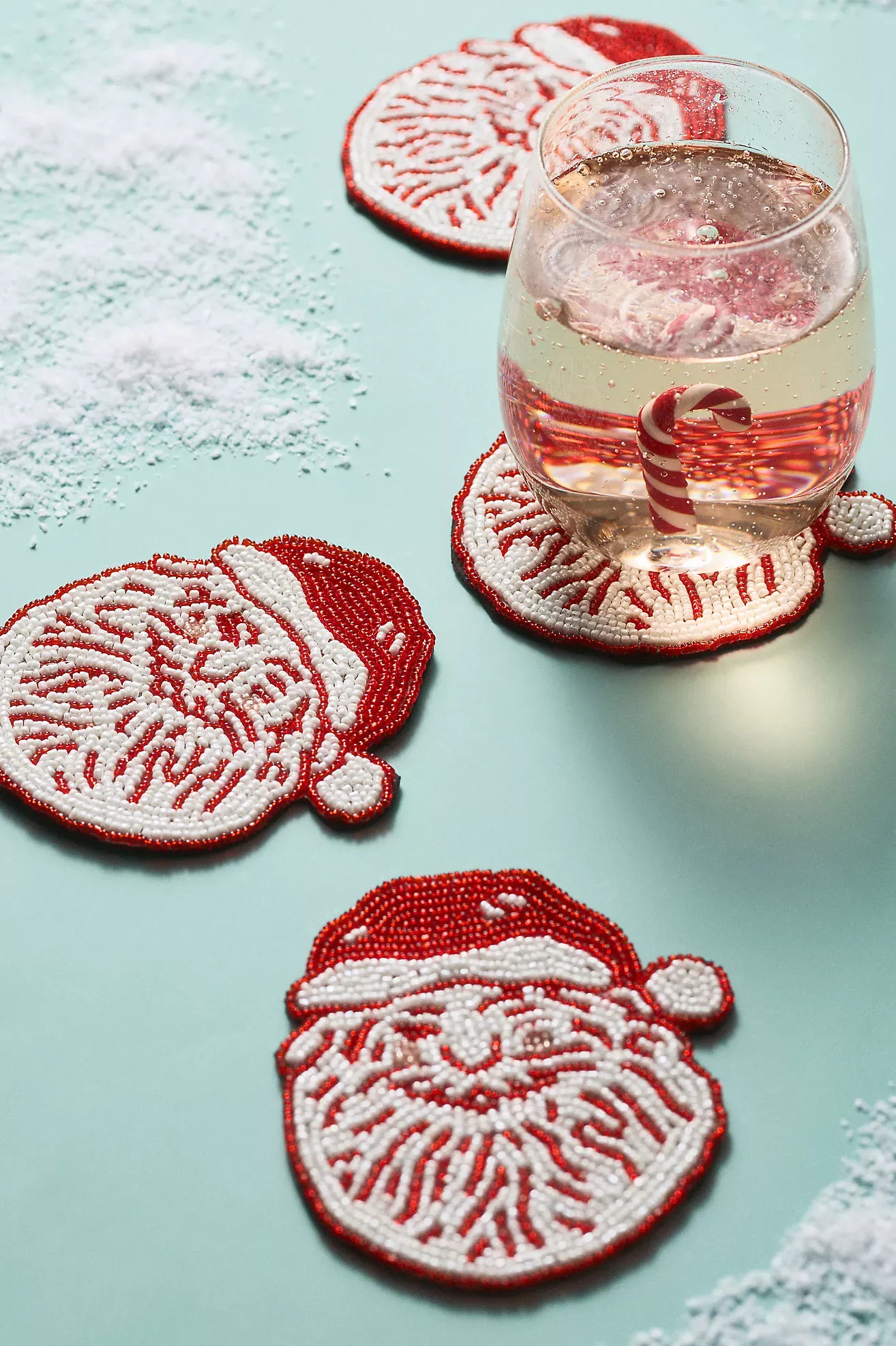 Beaded Santa Coasters, Set of 4