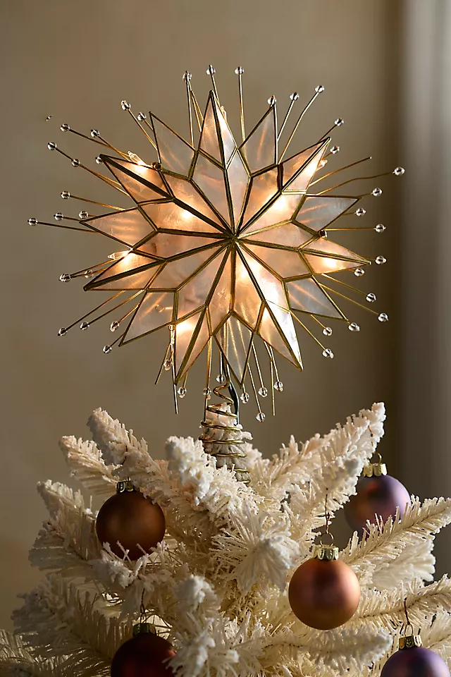 Pre-Lit Placuna Shell Star Tree Topper