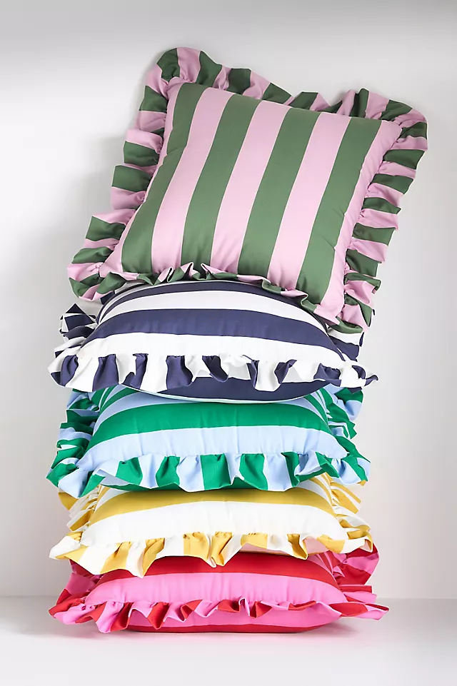 Maeve by Anthropologie Striped Ruffle Indoor/Outdoor Pillow