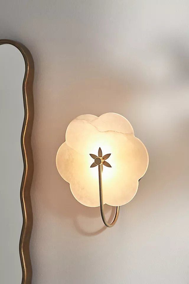 Leela Flower Alabaster Bath Sconce Wall Light