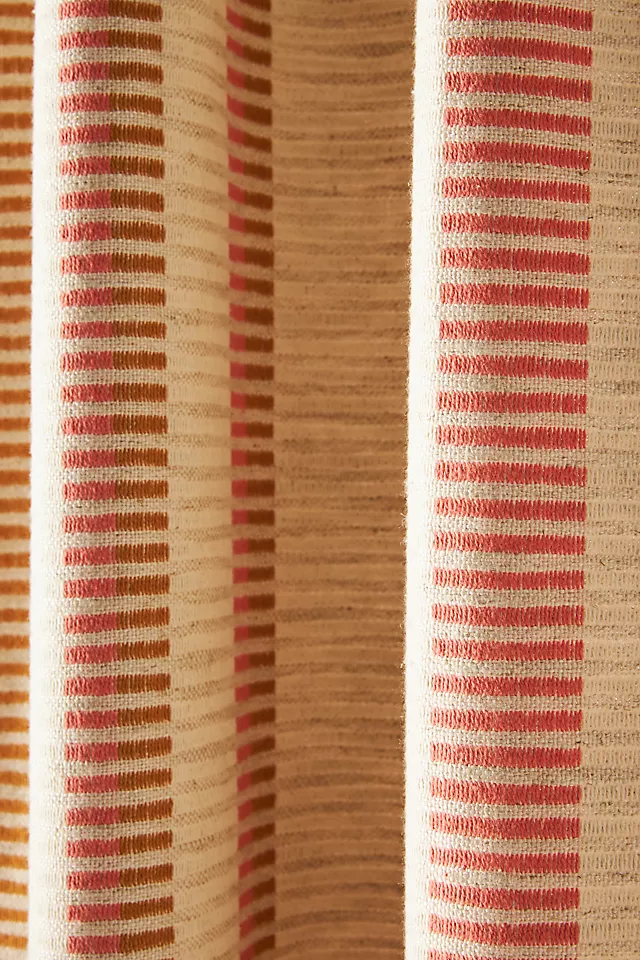 Pieced Stripe Cotton Blend Woven Curtain