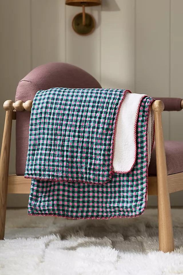 Gauze Cotton Sherpa Floral Printed Throw Blanket