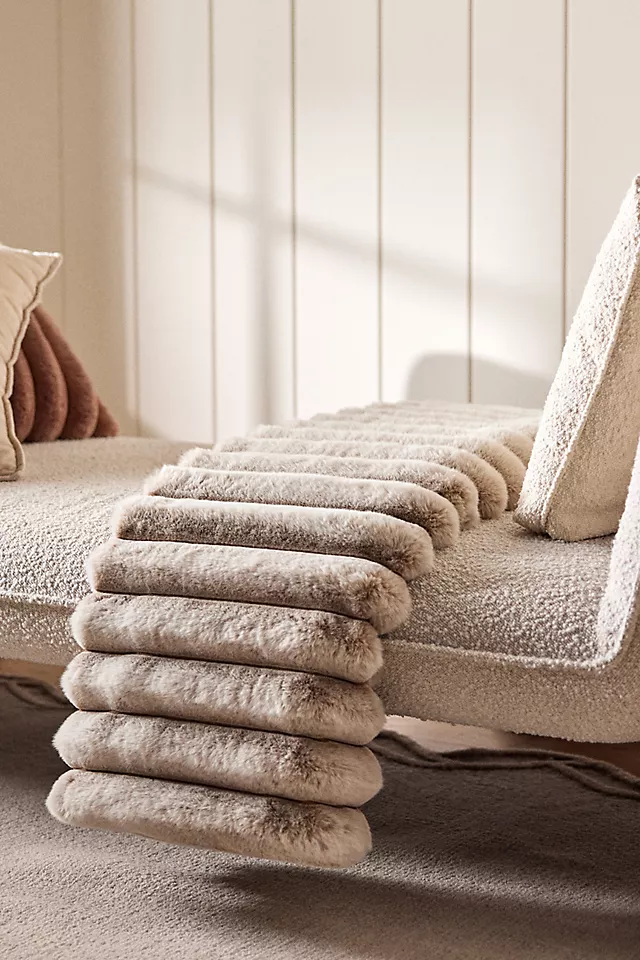 Tipped Puffer Faux-Fur Throw Blanket