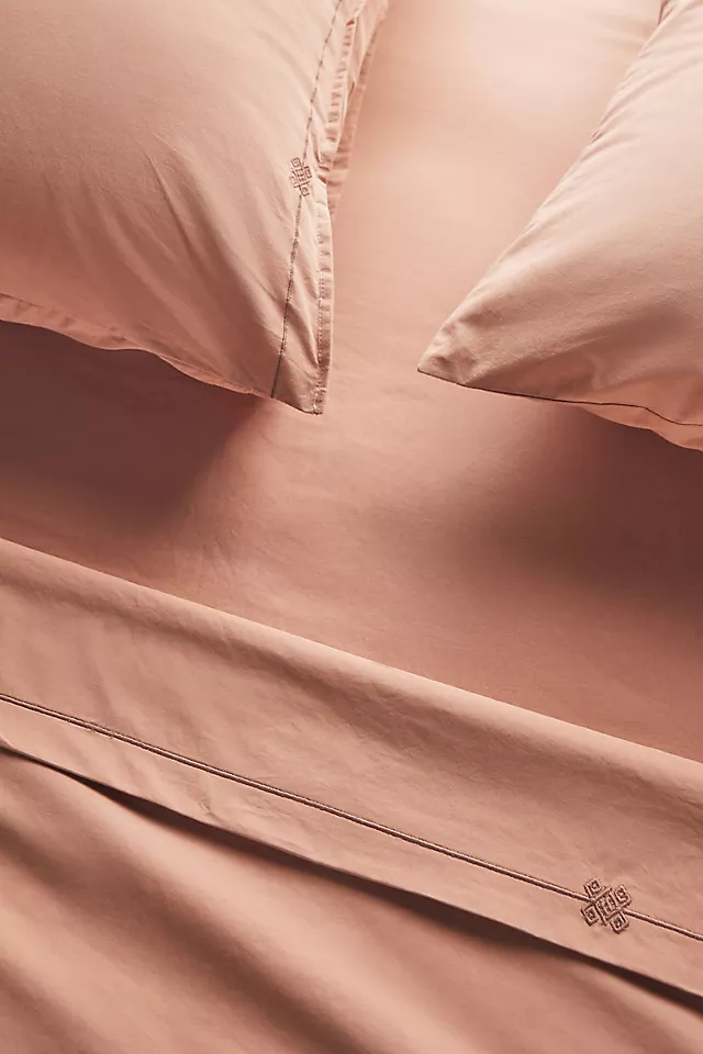 Taylor Organic Cotton Percale Embroidered Sheet Set​