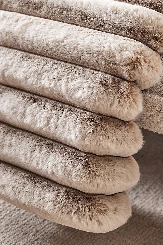 Tipped Puffer Faux-Fur Throw Blanket