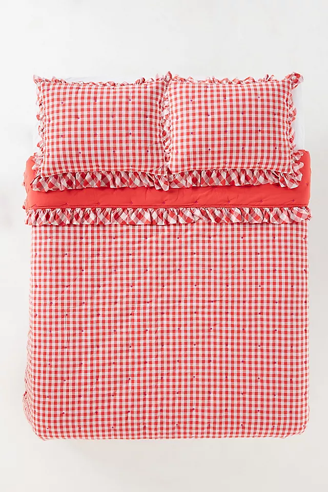 Gingham Ruffle Yarn-Dyed Cotton Quilt