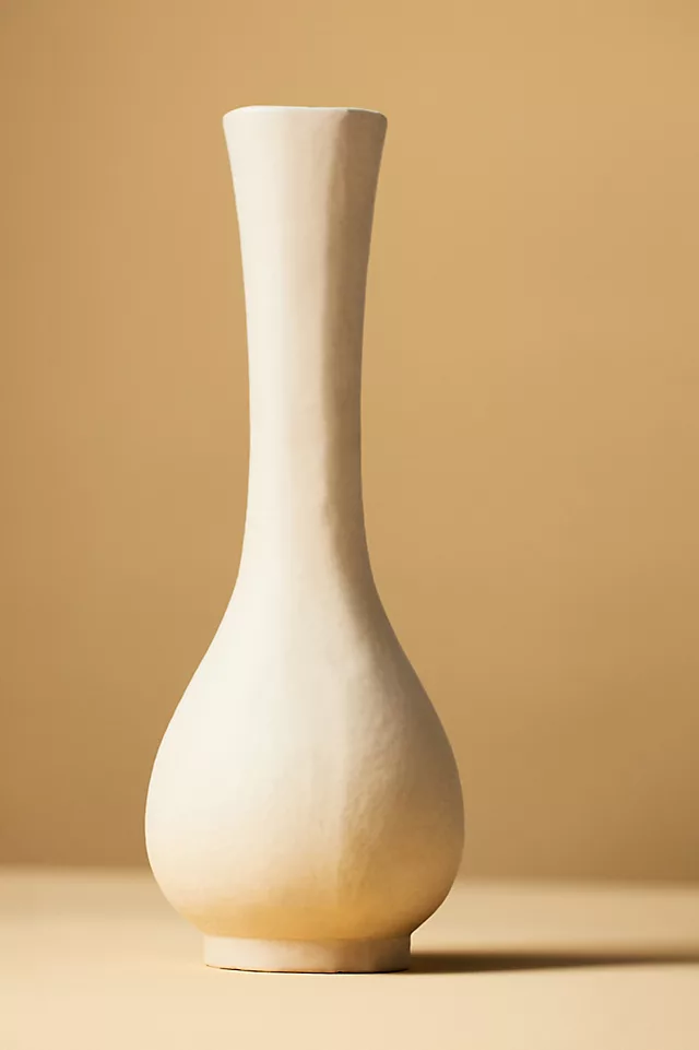 Sculptural Off-White Matte Metal Bud Vase
