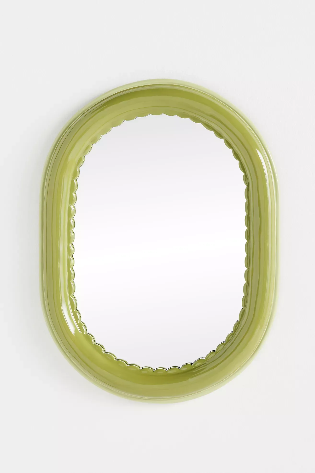 Merritt Green Scalloped Oval Petite Gallery Wall Mirror