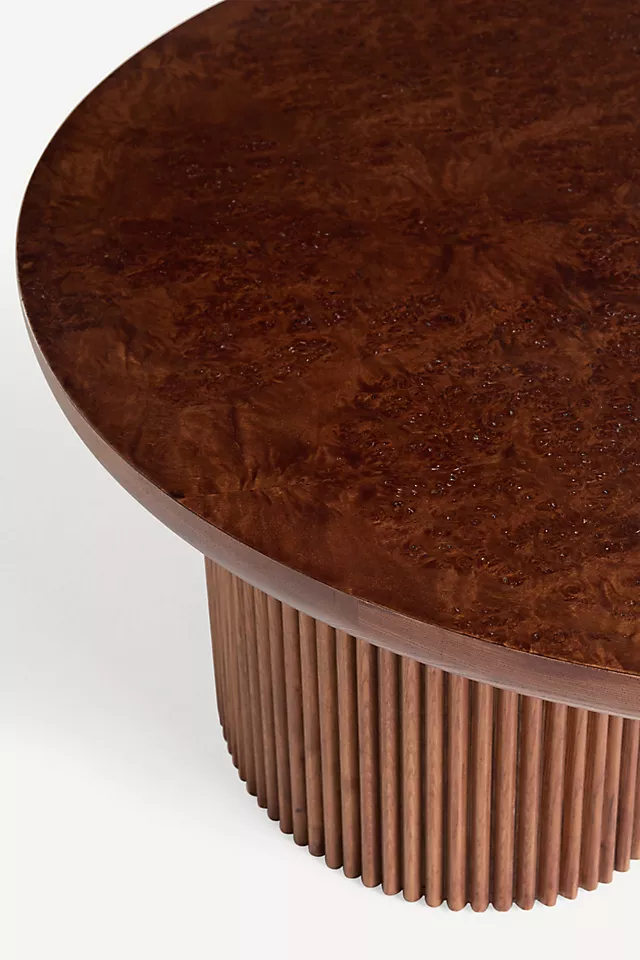 Scout Burl Wood Fluted Coffee Table