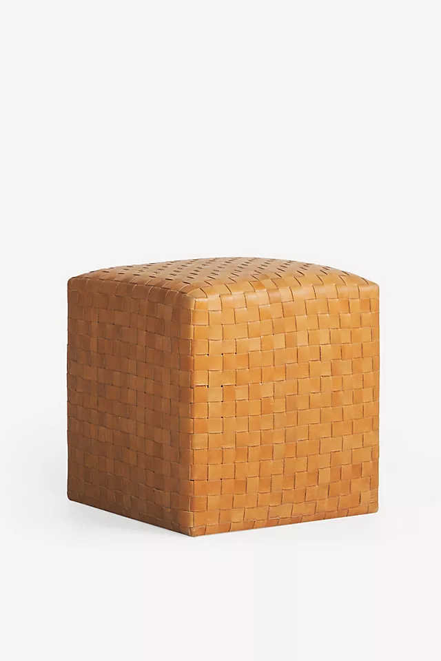 Cove Woven Leather Ottoman