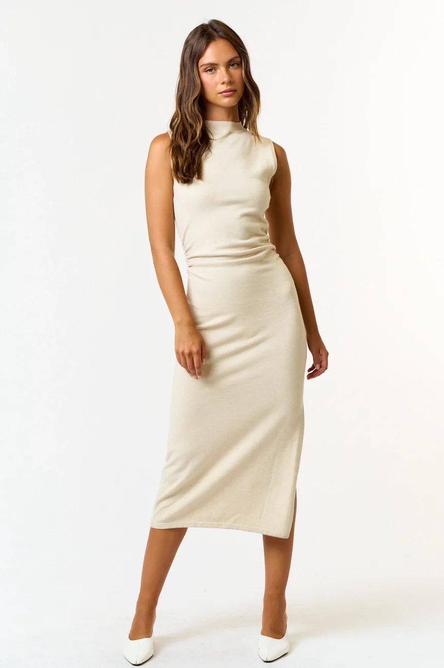 Juliette Mock Neck Sleeveless Midi Dress