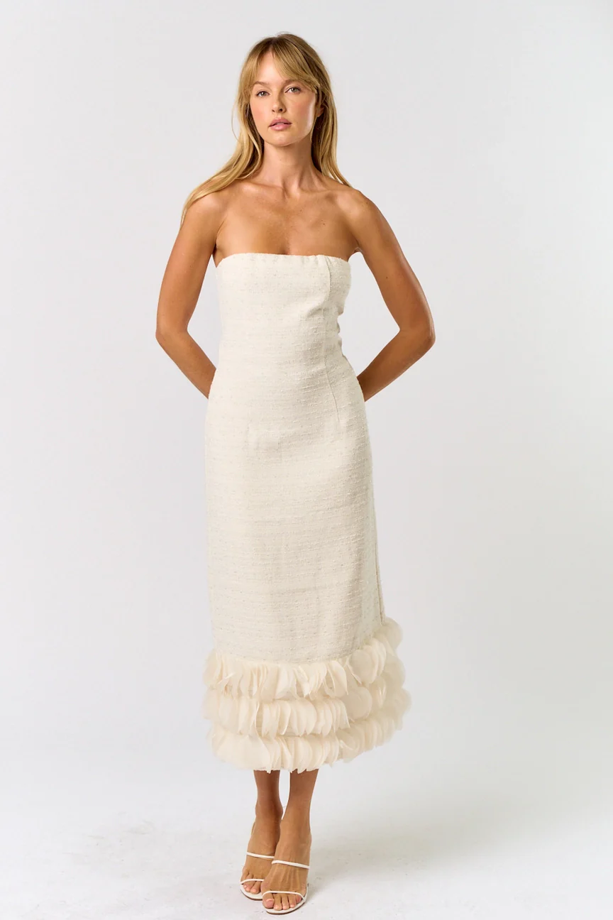 Raeyn Floral Texture Tweed Dress