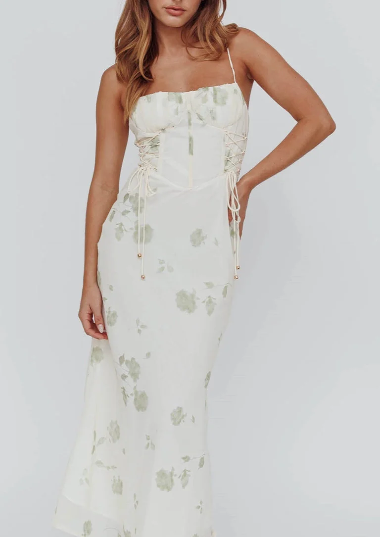 Charlotte Floral Print Lined Midi Dress