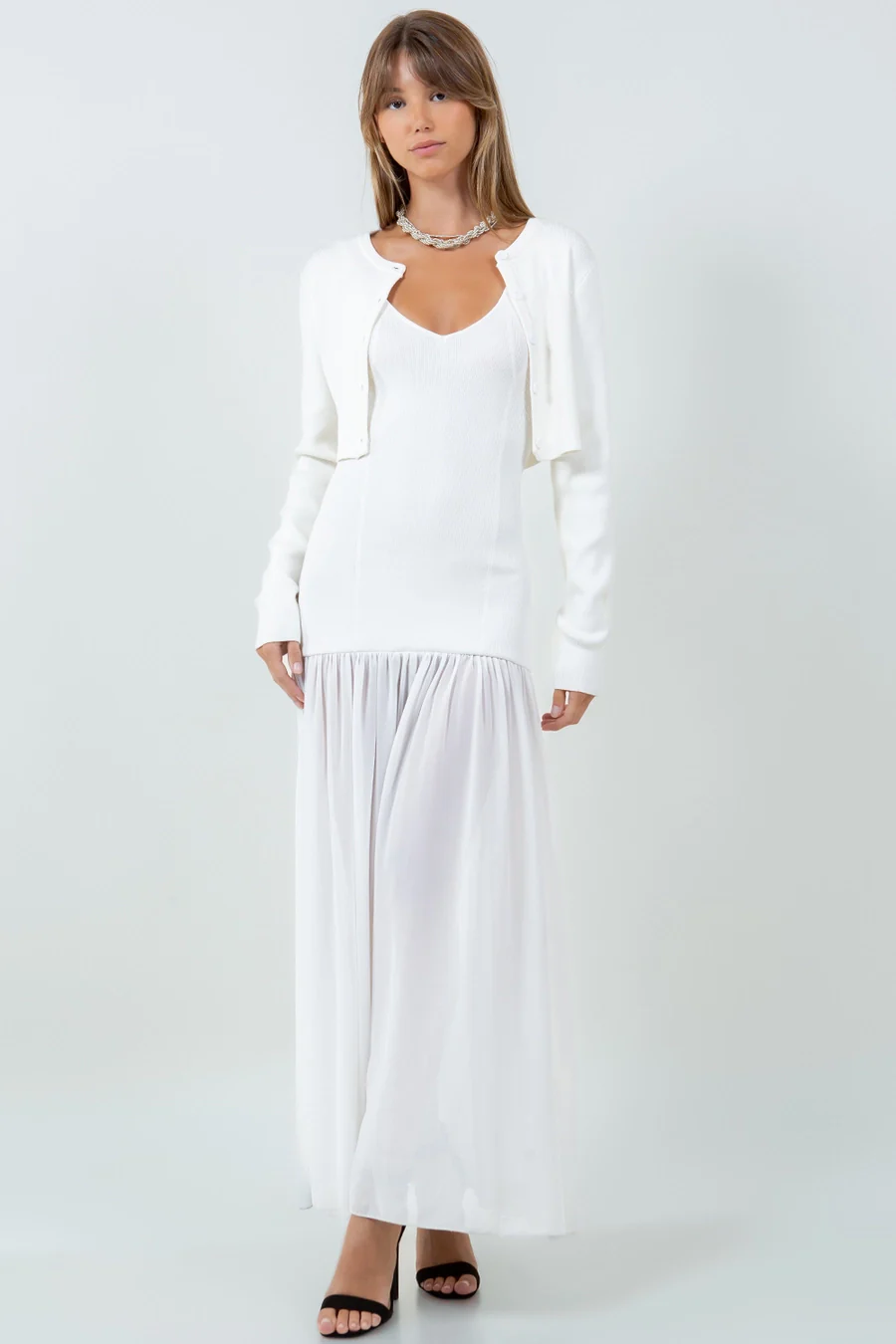 Alice Two-Piece Knitted Dress with Cardigan