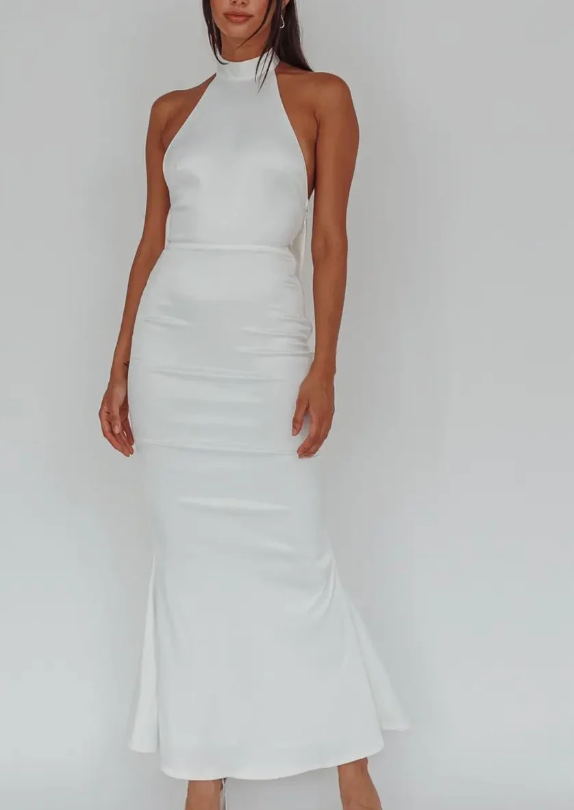 Meredith Halterneck Sleeveless Bow Maxi Dress