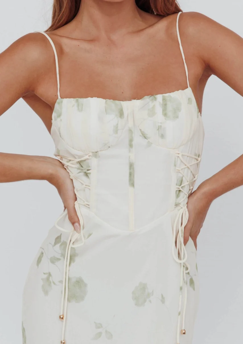 Charlotte Floral Print Lined Midi Dress