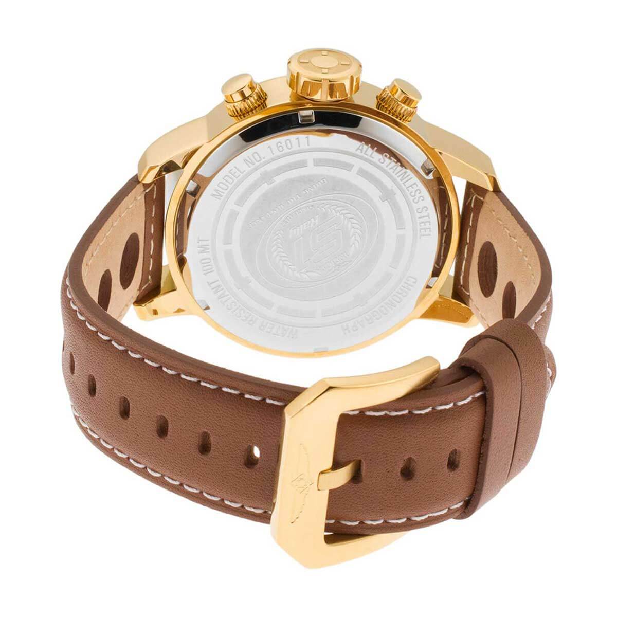 Invicta Men's Chronograph Watch - S1 Rally White and Gold Tone Dial Strap | 16011