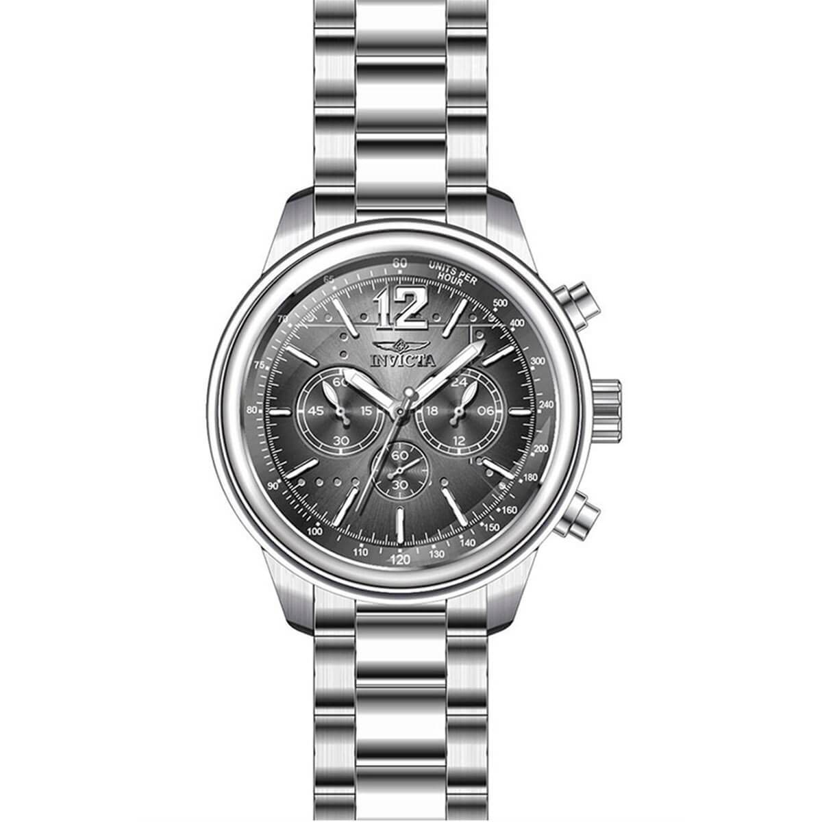 Invicta Men's Chrono Watch - Aviator Charcoal Dial Stainless Steel Bracelet | 28894