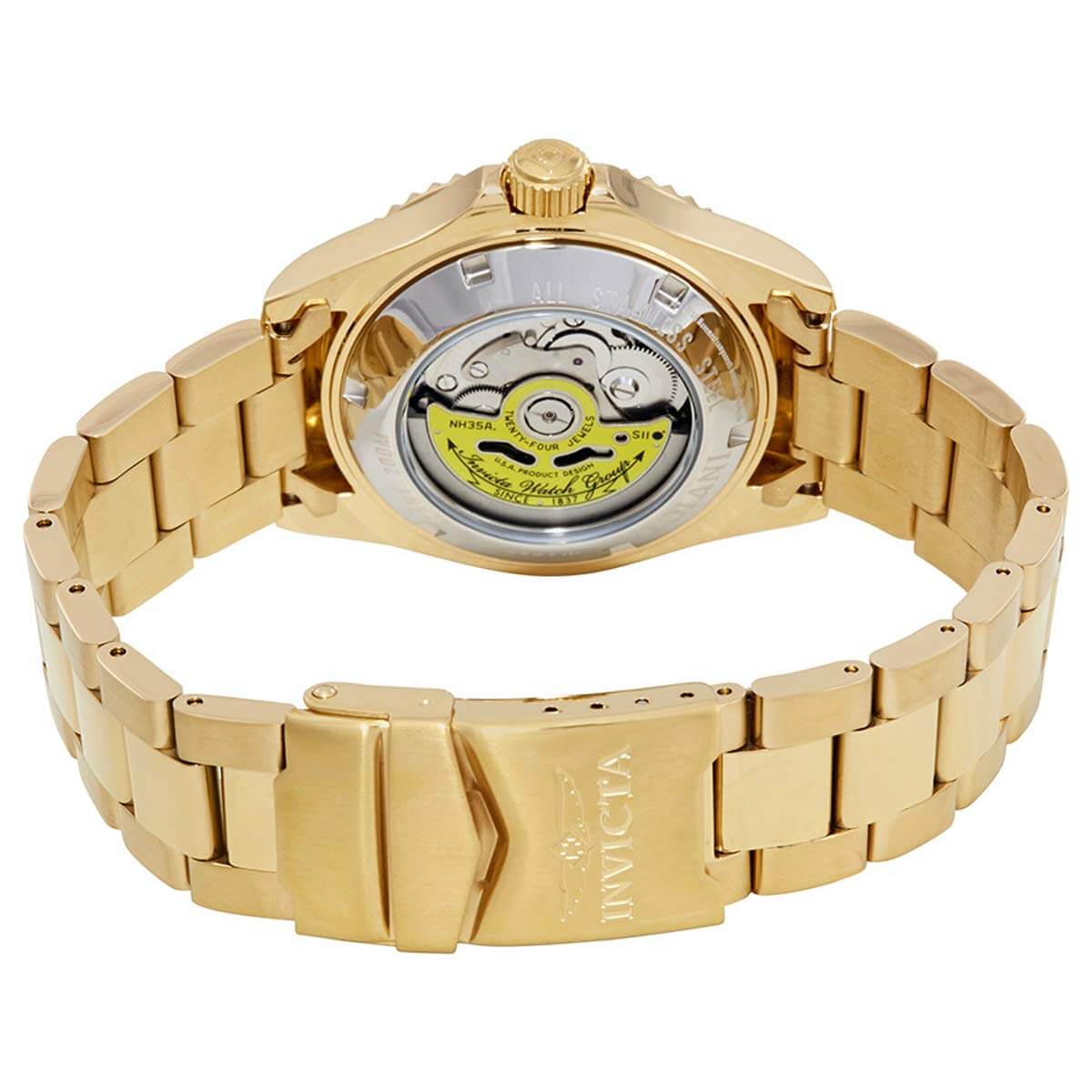 Invicta Men's Automatic Watch - Pro Diver Blue Dial Yellow Gold Bracelet | 26997