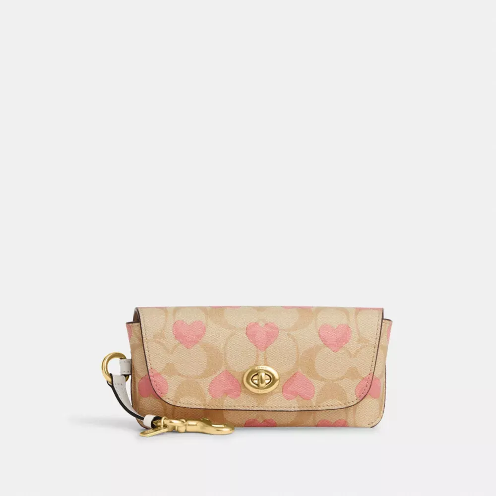 Sunglass Case In Signature Canvas With Heart Print