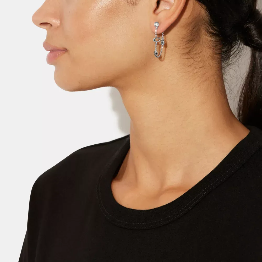 Signature Crystal Chain Earrings