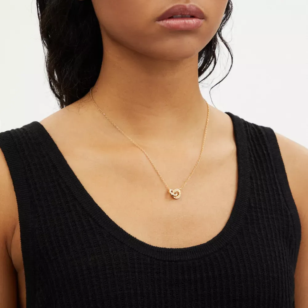 Interlocking Open Circle Pearl Pendant Necklace