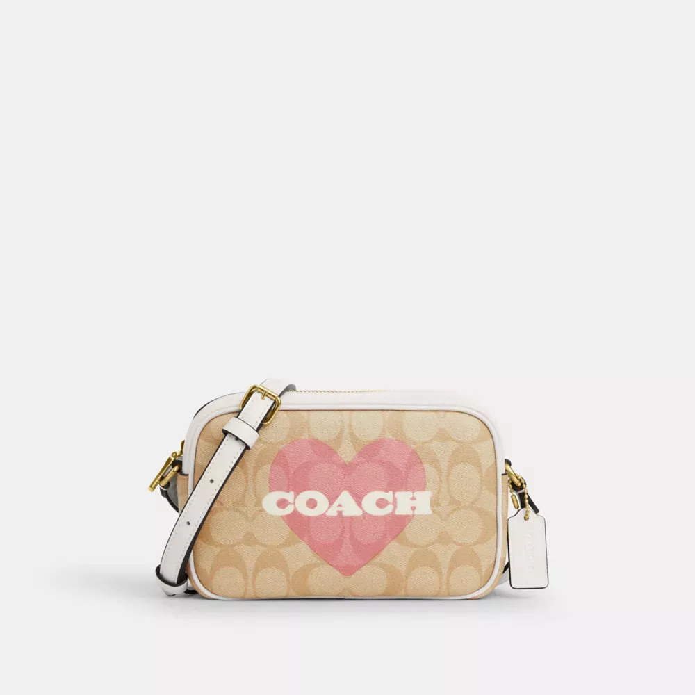 Mini Jamie Camera Bag In Signature Canvas With Heart Print
