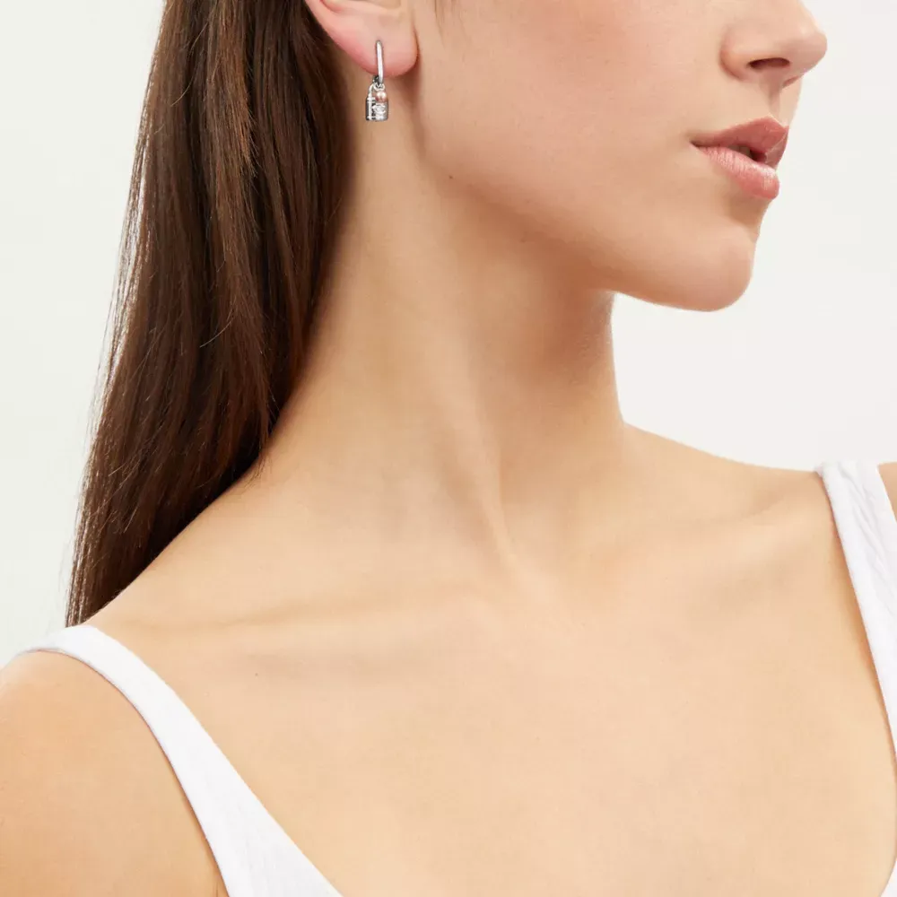 Pearl And Padlock Mismatch Huggie Earrings