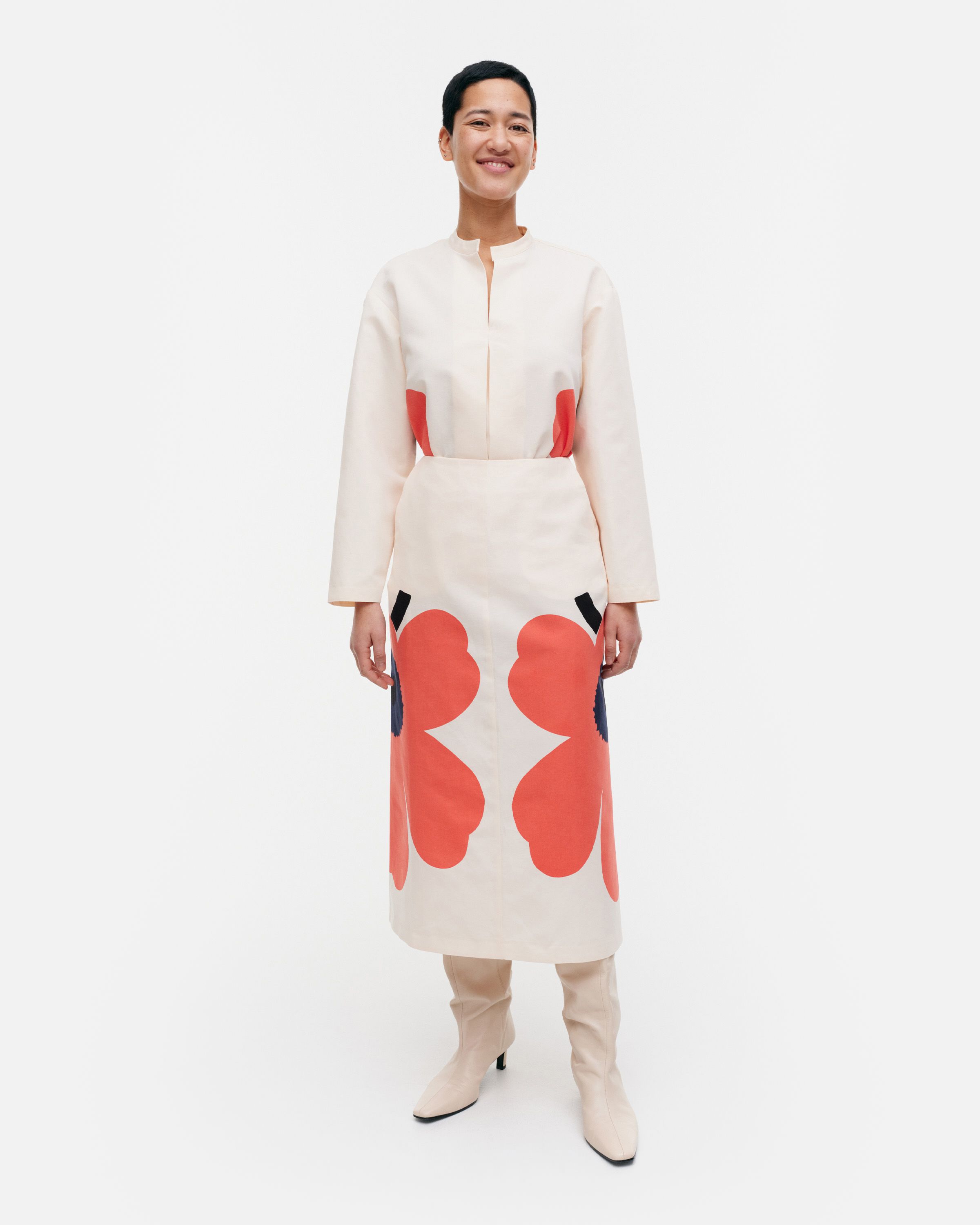 Kaksi Heijastus Unikko Cotton linen skirt