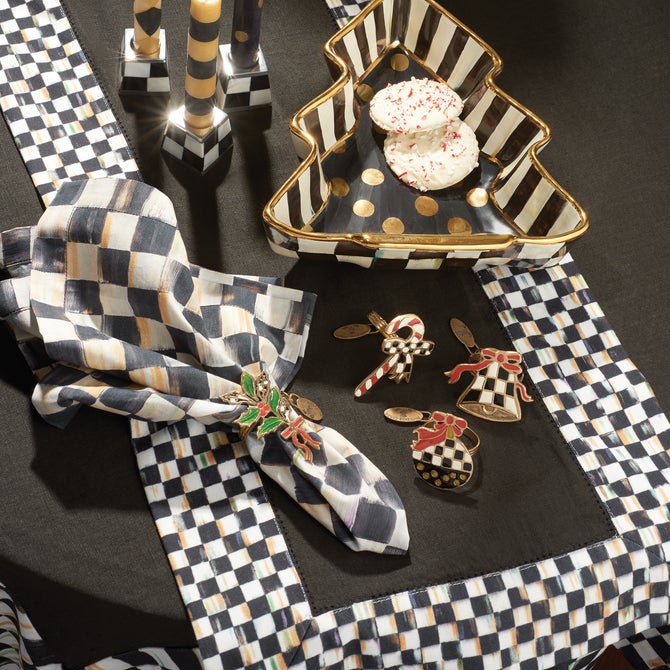 Courtly Check Black Table Runner