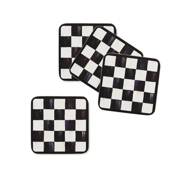Sterling Check Cork Back Coasters, Set of 4