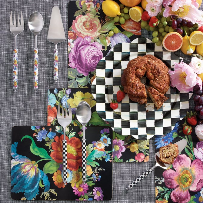 Black Flower Market Placemats, Set of 4