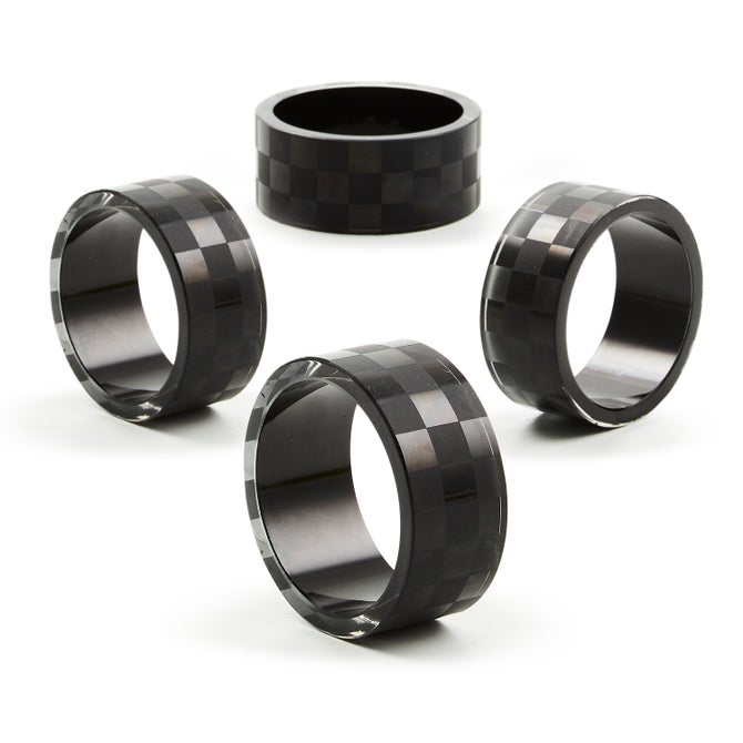 Black Check Napkin Rings, Set of 4