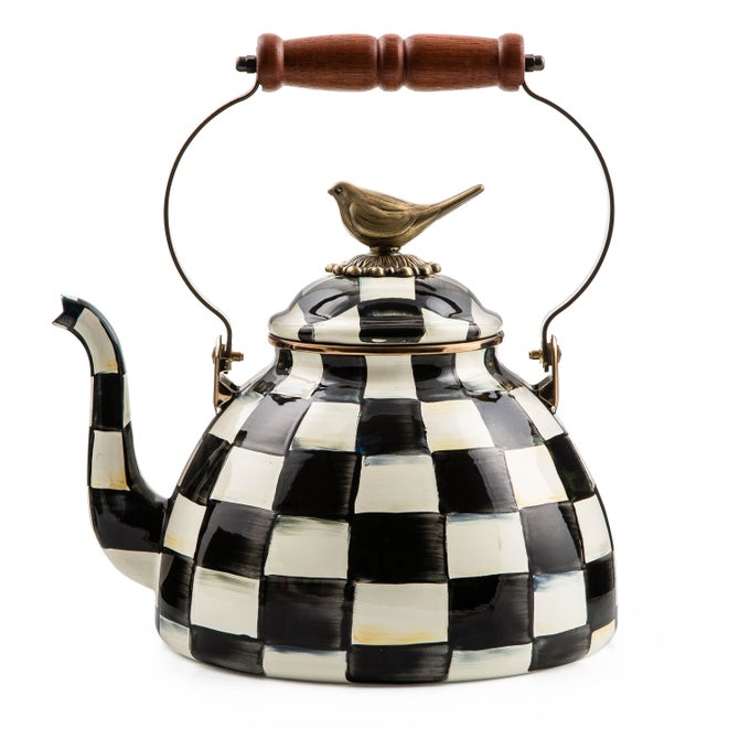 White Flower Market 3 Quart Tea Kettle with Bird