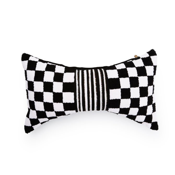 Pink Check Bow Throw Pillow