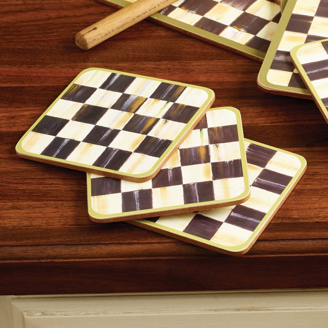 Courtly Check Cork Back Coasters, Set of 4