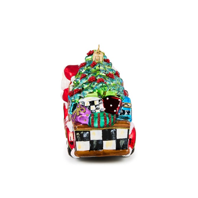 Santa's Hitting the Road Glass Ornament