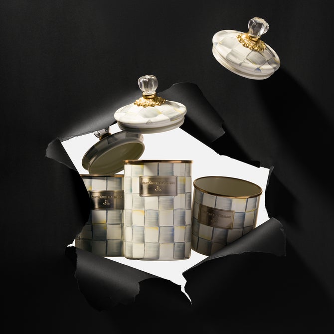 Sterling Check Enamel Canisters