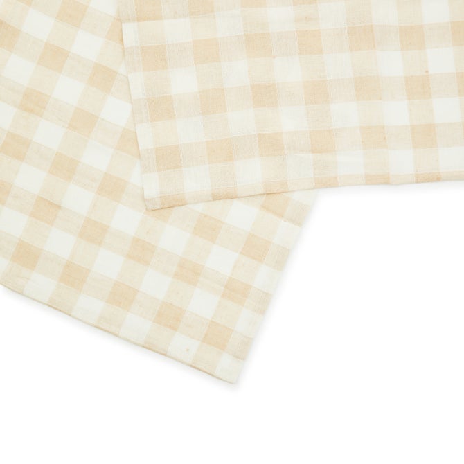 Tan Check Linen Dish Towel