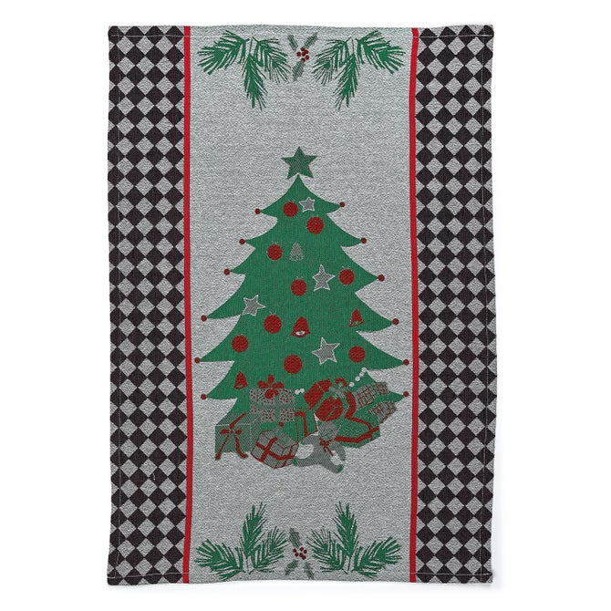 Holly & Holiday Tree Jacquard Dish Towels, Set of 2