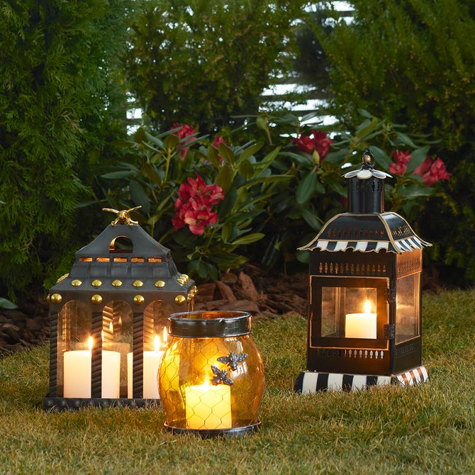 Courtly Stripe Small Candle Lantern