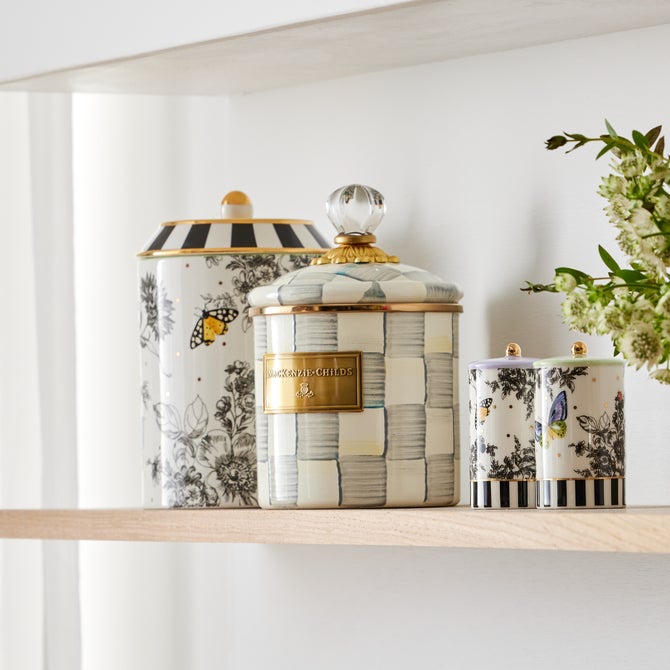 Sterling Check Enamel Canisters