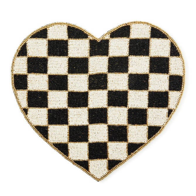 Beaded Check Heart Shaped Placemat