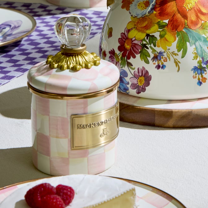 Rosy Check Enamel Canisters